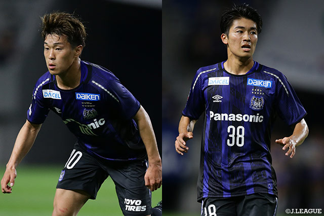 G大阪は、前節の磐田戦でゴールを決めた食野 亮太郎(左)、中村 敬斗ら若手のパフォーマンスに注目が集まる