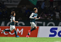 後半6分、ジョン ガブリエル(相模原/#9)のヘディングシュートがネットに突き刺さり待望の先制点を獲得!【明治安田J3 第27節 相模原vs北九州】